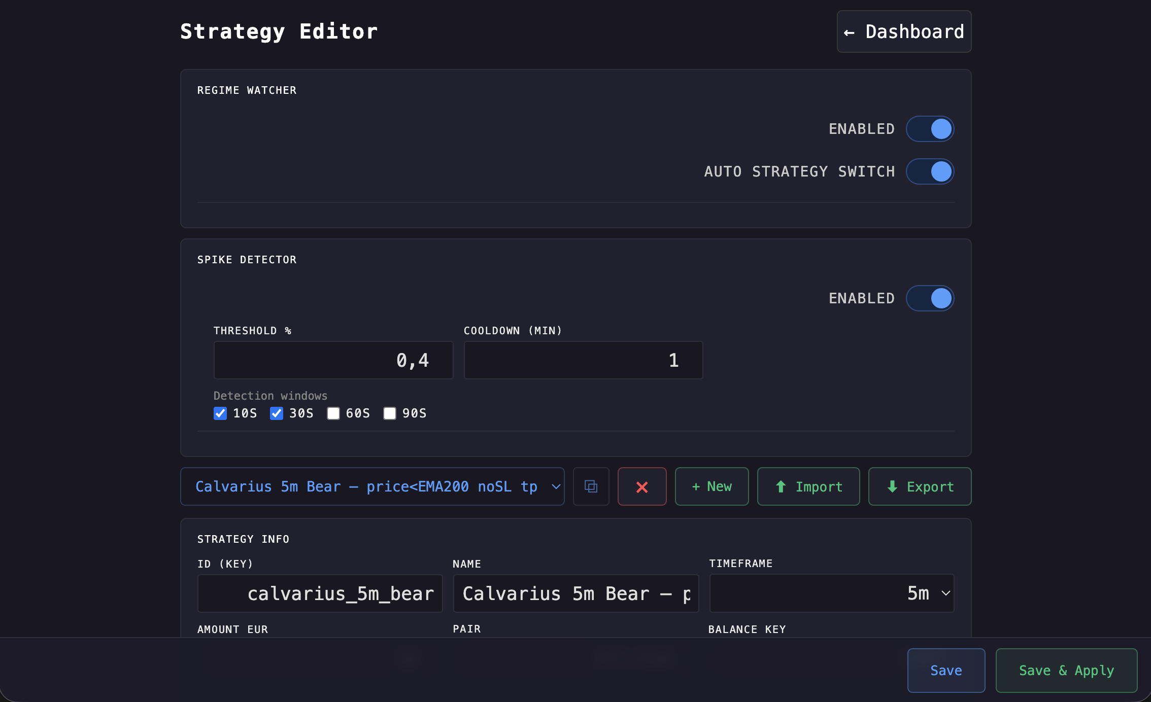 Strategy Editor – Regime Watcher